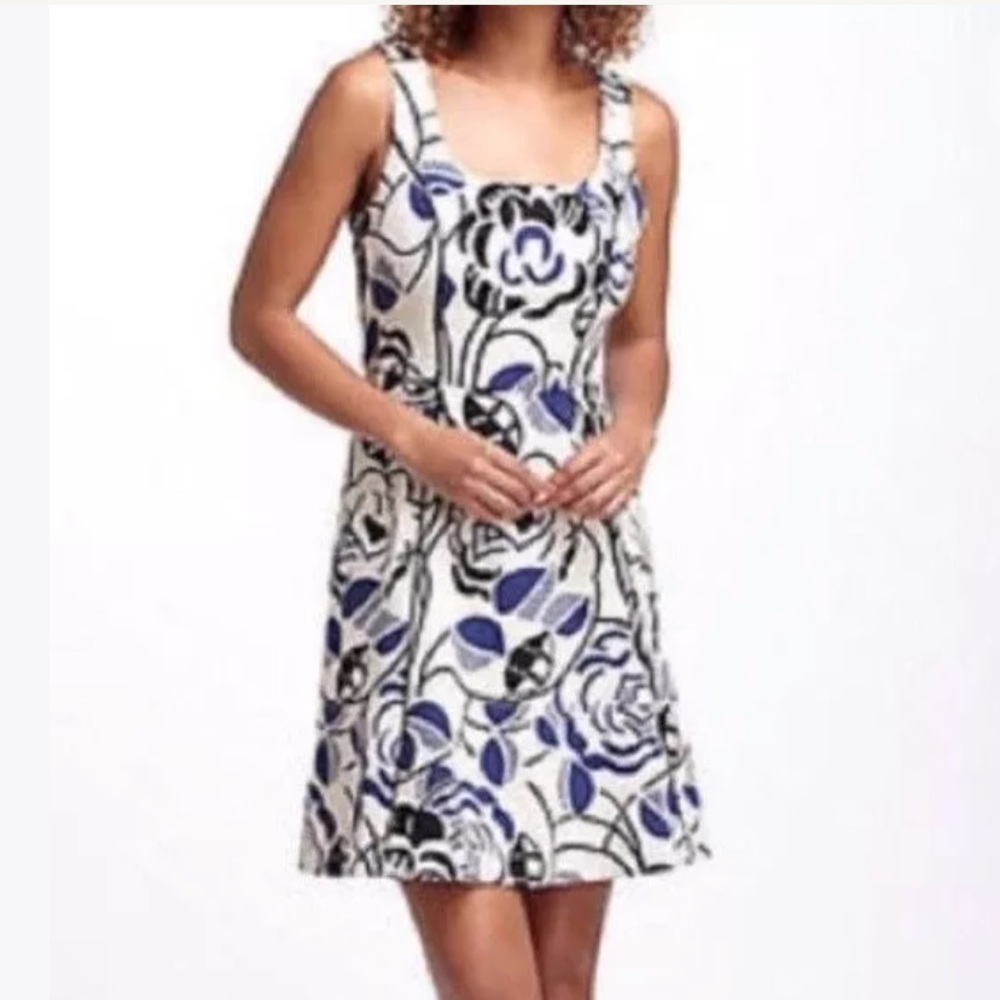 Anthro Vanessa Virginia Ink Set Blooms Dress SZ 0 - Picture 2 of 8